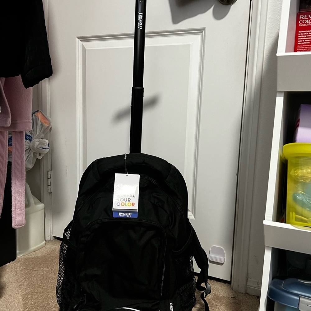 J World Black Rolling Backpack